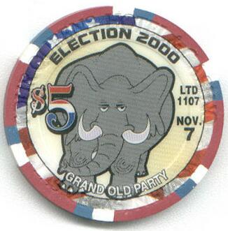Las Vegas Four Queens Election 2000 Republican $5 Casino Chip