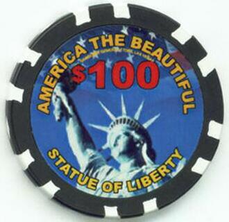 America The Beautiful Statue of Liberty $100 Casino Chip