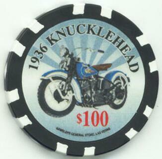 1936 Harley Davidson Knucklehead $100 Casino Chip 