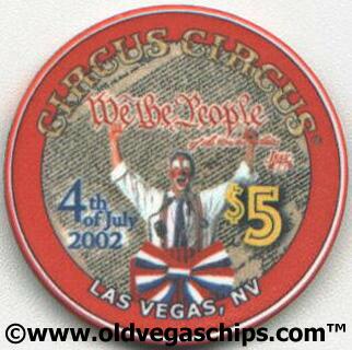 Las Vegas Circus Circus 4th of July 2002 $5 Casino Chip