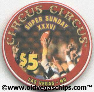 Las Vegas Circus Circus Superbowl XXXVI $5 Casino Chip