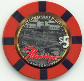 Las Vegas Flamingo 60th Anniversary $5 Casino Chip