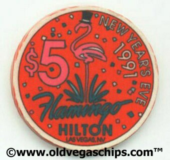 Flamingo Hilton New Year 1991 $5 Casino Chip