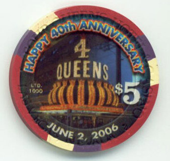 Las Vegas Four Queens 40th Anniversary $5 Casino Chip