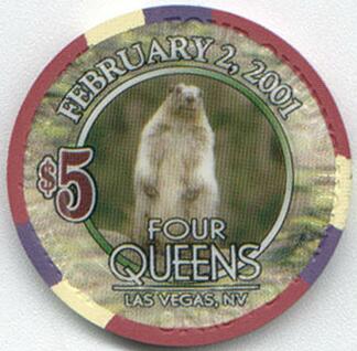 Las Vegas Four Queens Groundhog Day 2001 $5 Casino Chip