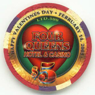 Las Vegas Four Queens Valentine's Day 2005 $5 Casino Chip