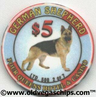 Las Vegas Four Queens German Shepherd $5 Casino Chip