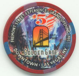 Las Vegas Golden Gate Fremont Street Experience $5 Casino Chip