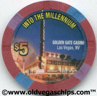 Las Vegas Golden Gate Casino Millennium 2000 $5 Casino Chip