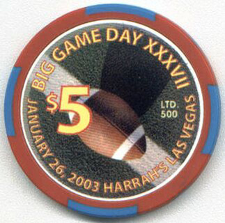 Harrah's Superbowl 2003 $5 Casino Chip