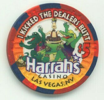 Las Vegas Harrah's I Kicked the Dealer's Butt 1996 $5 Casino Chip