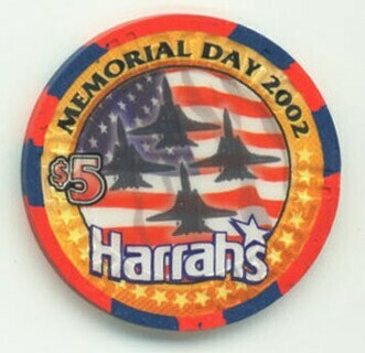 Harrah's Memorial Day 2002 $5 Casino Chip