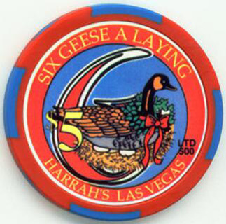 Harrah's 12 Days of Christmas 2003 Six Geese A Laying $5 Casino Chip