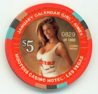 Las Vegas Hooters Casino Miss January 2006 $5 Casino Chip
