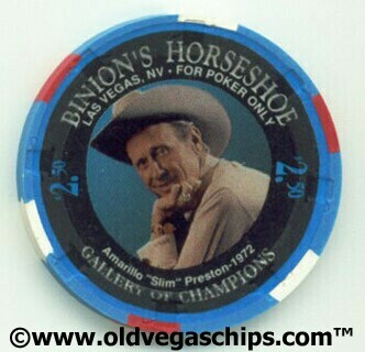 Binion's Horseshoe WSOP Winner Amarillo Slim Preston $2.50 Casino Chip