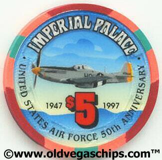 Las Vegas Imperial Palace Air Force 50th Anniversary $5 Casino Chip