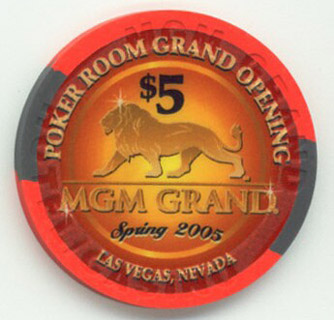 MGM Grand Poker Room Grand Opening $5 Casino Chip 