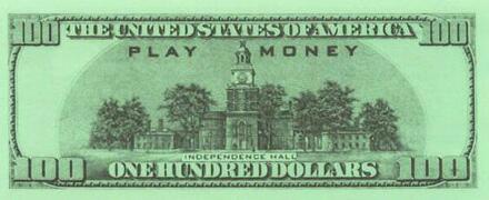 Play Money $100 Bills Back