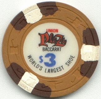 Las Vegas Union Plaza $3 Baccarat Casino Chip 
