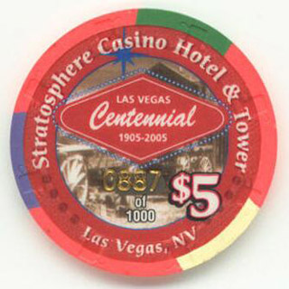 Las Vegas Stratosphere Las Vegas 100th Birthday $5 Casino Poker Chip