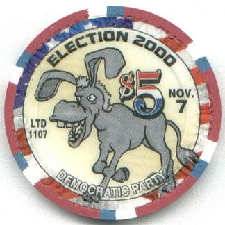 Las Vegas Four Queens Election 2000 Democrat $5 Casino Chip