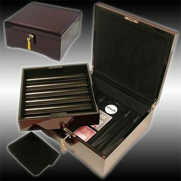 Lacquer Finish Wood & Brass Poker Chip Case