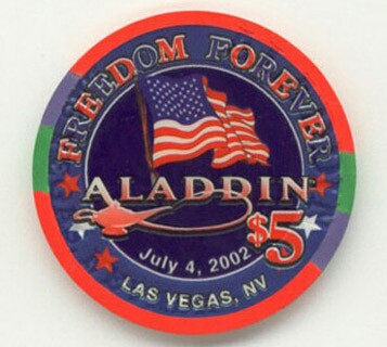 Las Vegas Aladdin 4th of July 2002 $5 Casino Chip