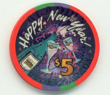 Aladdin Casino Happy New Year 2002 $5 Casino Chip
