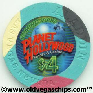 Las Vegas Aladdin Planet Hollywood Poker Room $4 Casino Chip