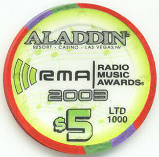Aladdin Radio Music Awards 2003 $5 Casino Chip 