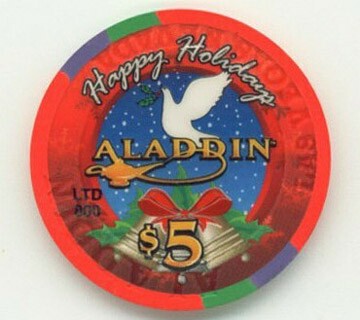 Aladdin Happy Holidays 2001 $5 Poker Chip