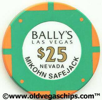 Las Vegas Bally's Mikohn Safejack $25 Casino Chip