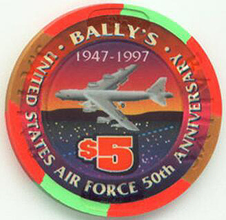Bally's Air Force 50th Anniversary $5 Casino Chip