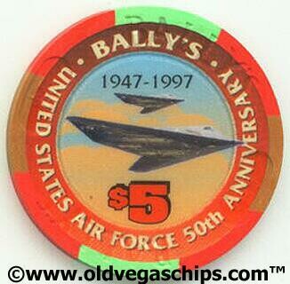 Las Vegas Bally's US Airforce 50th Anniversary $5 Casino Chip
