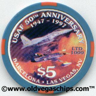 Las Vegas Barcelona USAF 50th Anniversary $5 Casino Chip