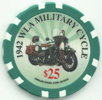 1942 Harley Davidson WLA Military Cycle $25 Casino Chip 