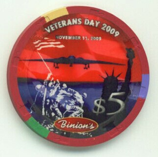 Binion's Hotel Veteran's Day 2009 $5 Casino Chip