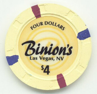 Las Vegas Binion's Casino $4 Poker Room Casino Chip 