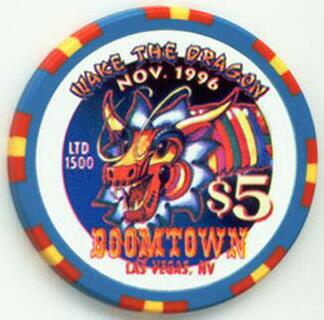 Boomtown Wake the Dragon 1996 $5 Casino Chip 