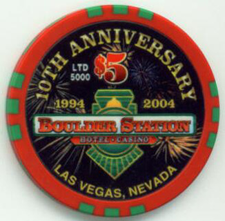 Boulder Station 10th Anniversary 2004 $5 Casino Chip