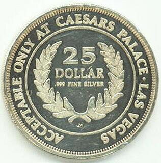 Caesars Palace 25th Anniversary Silver $25 Slot Token