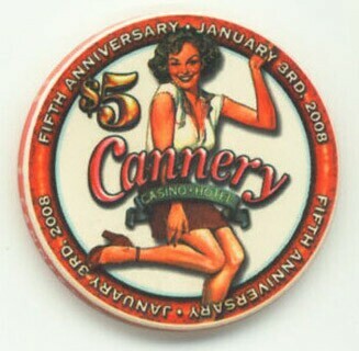 Cannery 5th Anniversary 2008 $5 Casino Chip