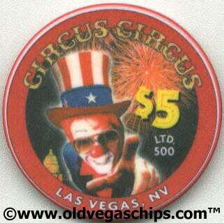 Las Vegas Circus Circus 4th of July 2000 $5 Casino Chip