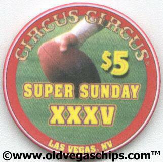Las Vegas Circus Circus Superbowl XXXV $5 Casino Chip