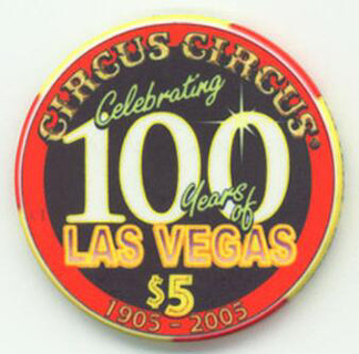 Circus Circus Las Vegas Centennial $5 Casino Chip
