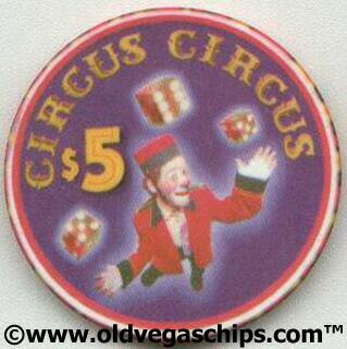 Las Vegas Circus Circus 30th Anniversary Dice Juggler $5 Casino Chip
