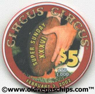 Las Vegas Circus Circus Superbowl XXXVI $5 Casino Chip