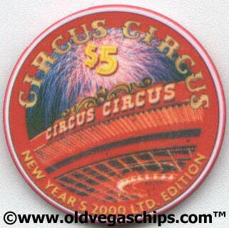 Las Vegas Circus Circus New Year 2000 $5 Casino Chip