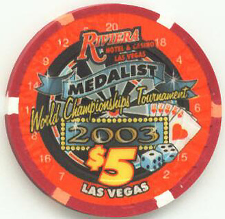Riviera Medalist Dart Tournament 2003 $5 Casino Chip 