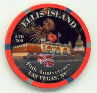 Ellis Island 4th of July 2008 $5 Casino Chip